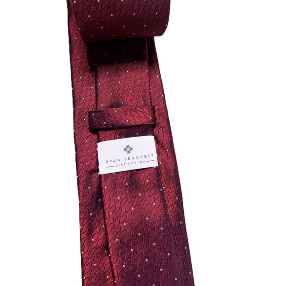 Ryan Seacrest Red Dotted Tie 100% Silk Distinction EUC - Picture 2 of 2